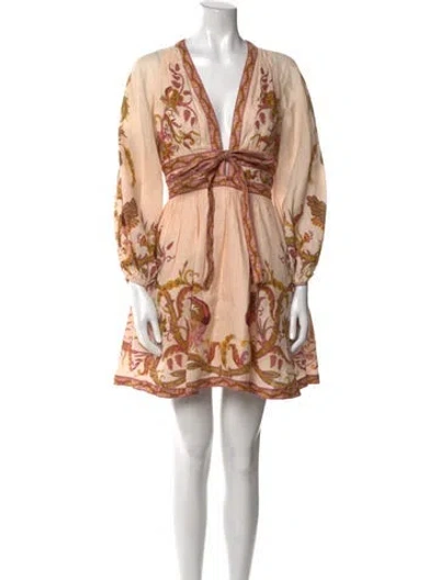 Pre-owned Zimmermann Linen Mini Dress In Neutral