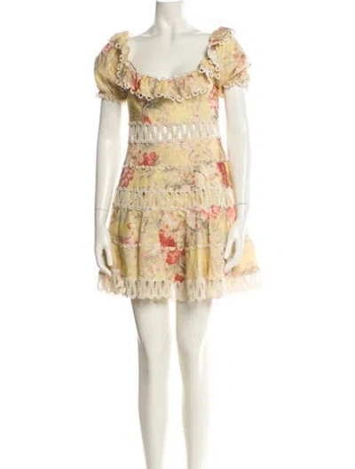 Pre-owned Zimmermann Linen Mini Dress In Neutral
