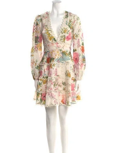 Pre-owned Zimmermann Linen Mini Dress In Neutral