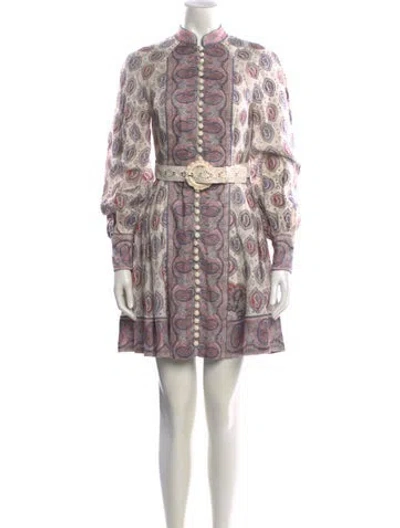 Pre-owned Zimmermann Linen Mini Dress In Neutral