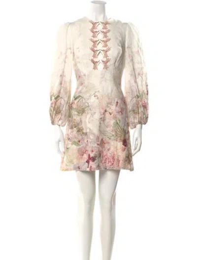 Pre-owned Zimmermann Linen Mini Dress In Neutral