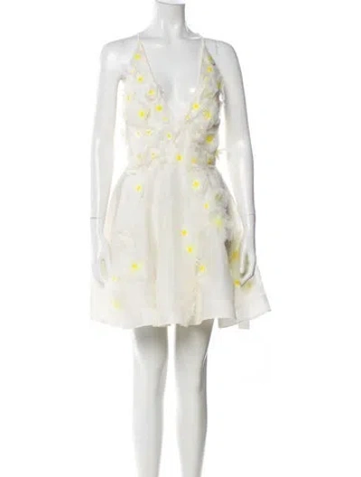 Pre-owned Zimmermann Linen Mini Dress In Neutral