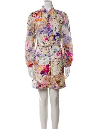 Pre-owned Zimmermann Linen Mini Dress In Neutral