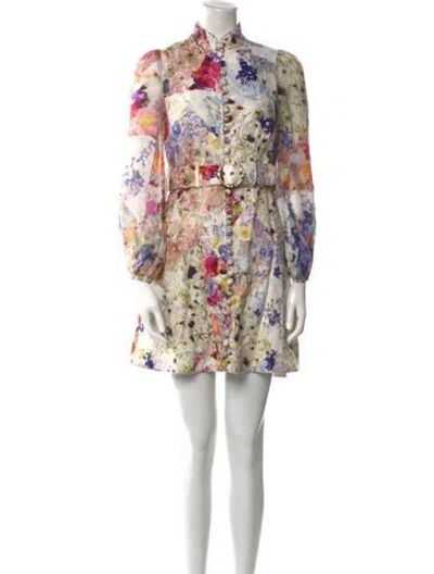 Pre-owned Zimmermann Linen Mini Dress In Neutral