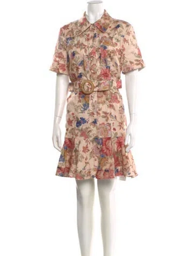 Pre-owned Zimmermann Linen Mini Dress In Neutral