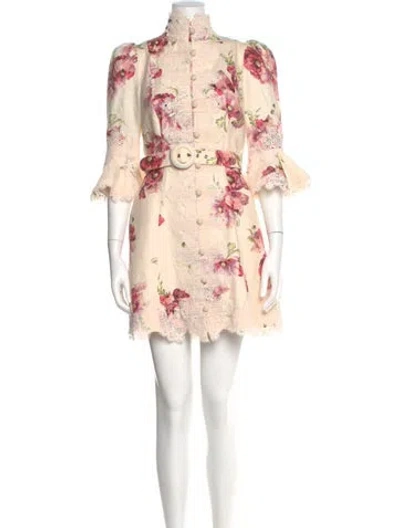 Pre-owned Zimmermann Linen Mini Dress In Neutral