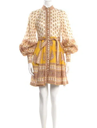 Pre-owned Zimmermann Linen Mini Dress In Neutral