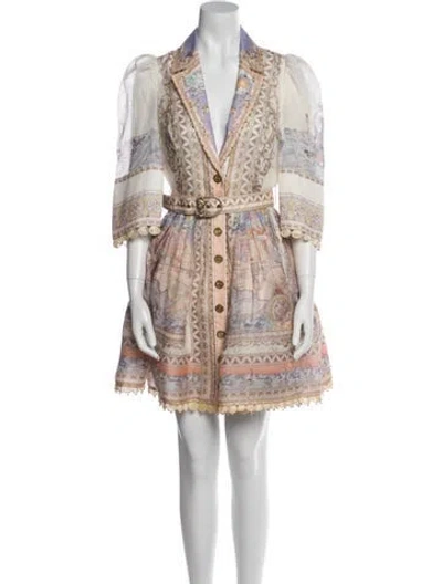 Pre-owned Zimmermann Linen Mini Dress In Neutral