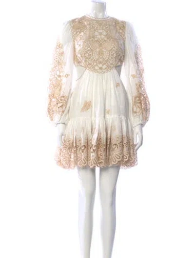 Pre-owned Zimmermann Linen Mini Dress In Neutral