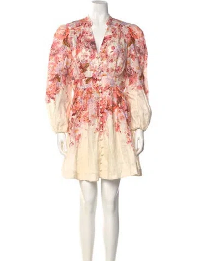 Pre-owned Zimmermann Linen Mini Dress In Neutral