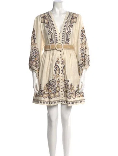 Pre-owned Zimmermann Linen Mini Dress In Neutral