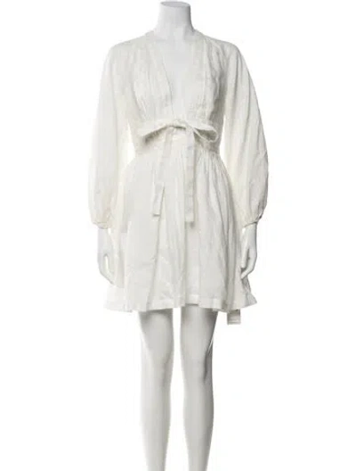 Pre-owned Zimmermann Linen Mini Dress In Neutral