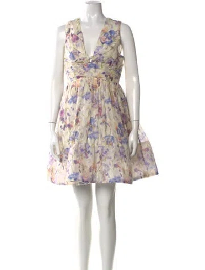Pre-owned Zimmermann Linen Mini Dress In Neutral