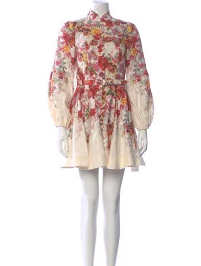 Pre-owned Zimmermann Linen Mini Dress In Neutral