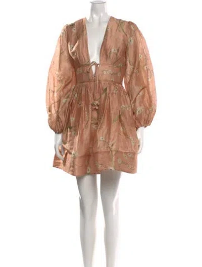 Pre-owned Zimmermann Linen Mini Dress In Neutral