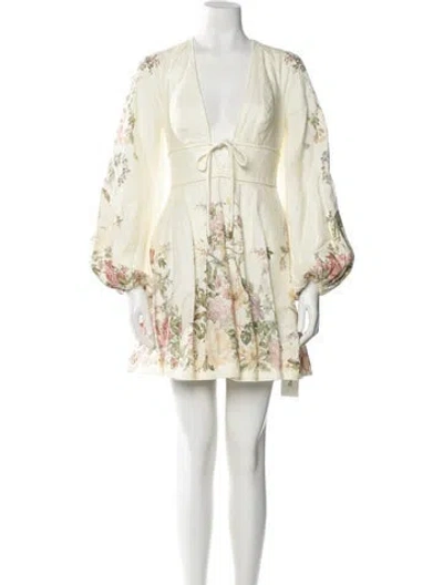 Pre-owned Zimmermann Linen Mini Dress In Neutral
