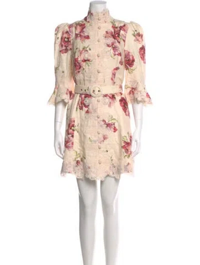 Pre-owned Zimmermann Linen Mini Dress In Neutral