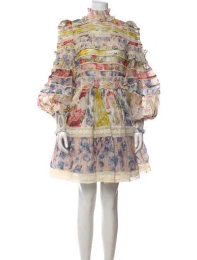 Pre-owned Zimmermann Linen Mini Dress In Neutral