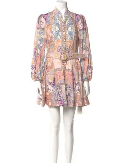 Pre-owned Zimmermann Linen Mini Dress In Neutral