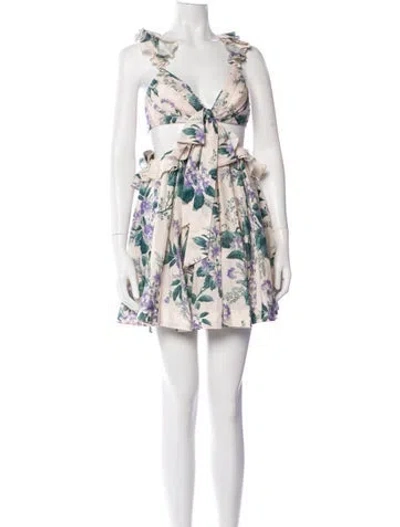 Pre-owned Zimmermann Linen Mini Dress In Neutral