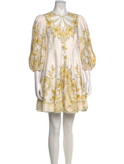 Pre-owned Zimmermann Linen Mini Dress In Neutral