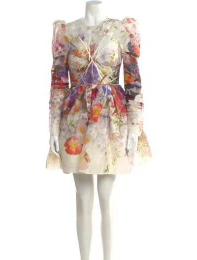 Pre-owned Zimmermann Linen Mini Dress In Neutral