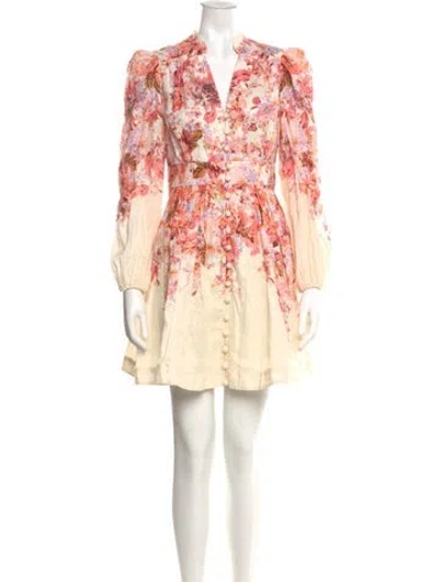 Pre-owned Zimmermann Linen Mini Dress In Neutral