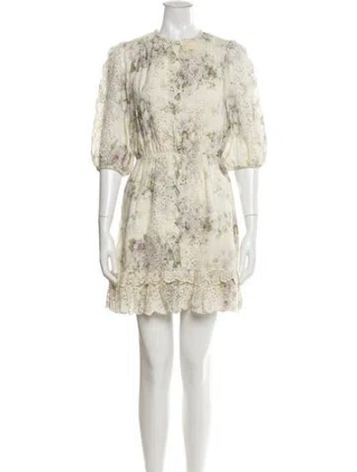 Pre-owned Zimmermann Linen Mini Dress In Neutral