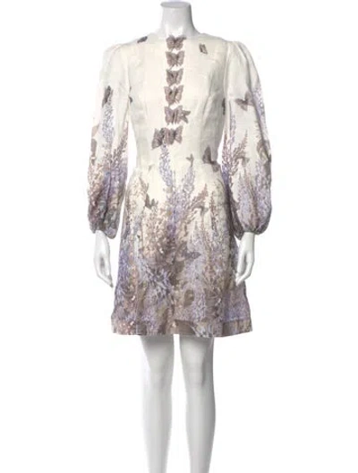 Pre-owned Zimmermann Linen Mini Dress In Neutral