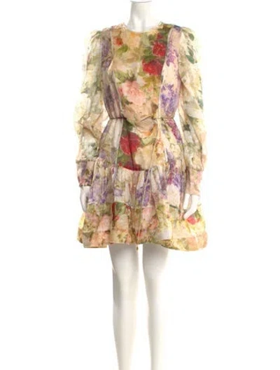 Pre-owned Zimmermann Linen Mini Dress In Neutral