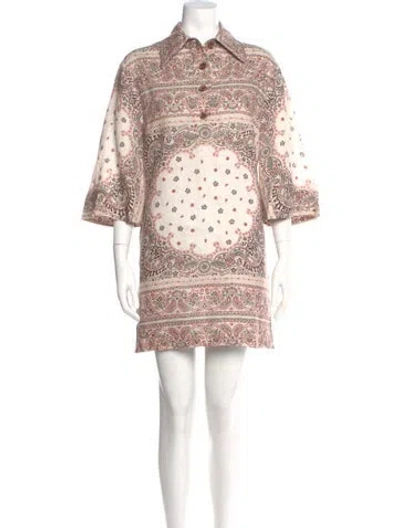 Pre-owned Zimmermann Linen Mini Dress In Neutral