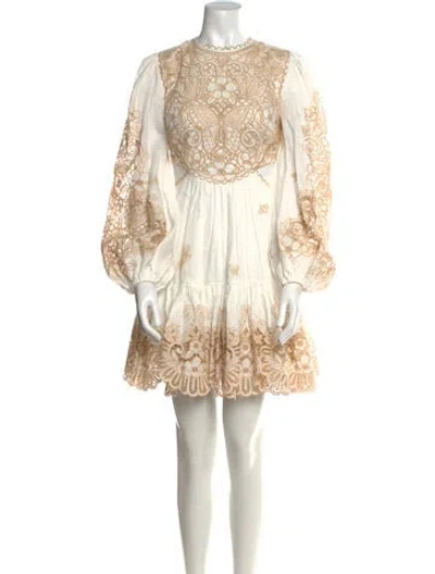 Pre-owned Zimmermann Linen Mini Dress In Neutral