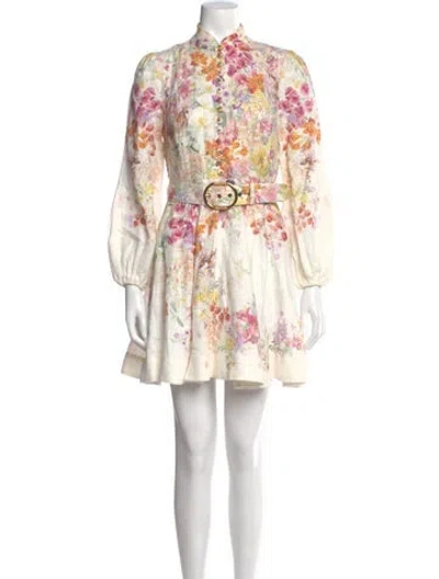 Pre-owned Zimmermann Linen Mini Dress In Neutral