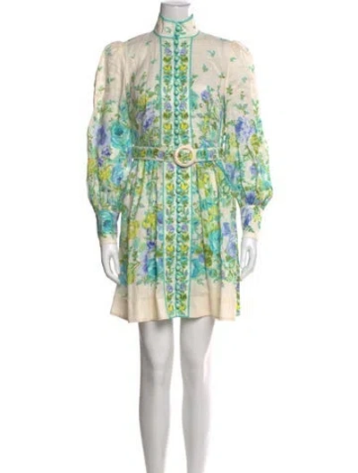 Pre-owned Zimmermann Linen Mini Dress In Neutral