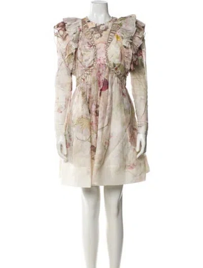 Pre-owned Zimmermann Linen Mini Dress In Neutral