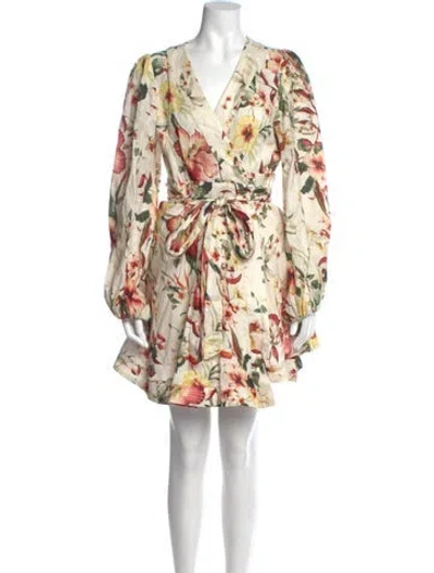 Pre-owned Zimmermann Linen Mini Dress In Neutral