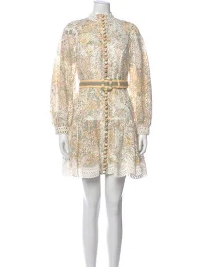 Pre-owned Zimmermann Linen Mini Dress In Neutral