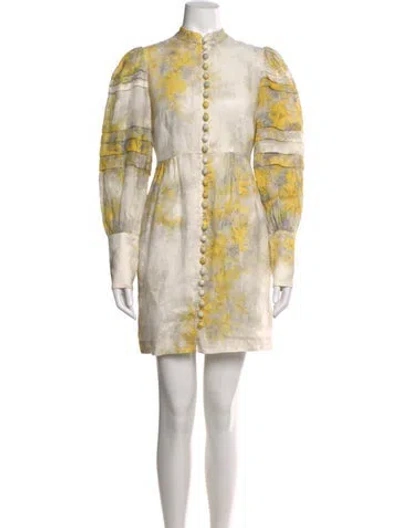Pre-owned Zimmermann Linen Mini Dress In Neutral