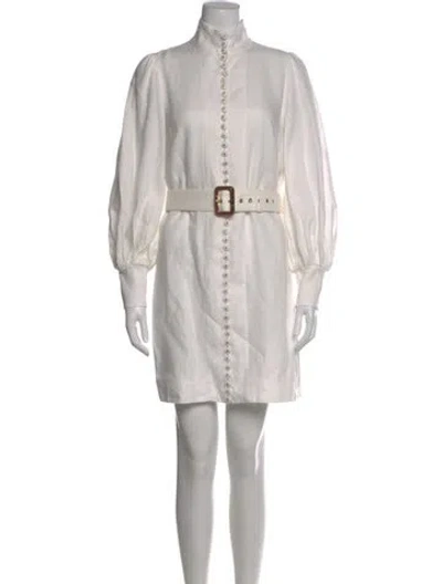 Pre-owned Zimmermann Linen Mini Dress In Neutral