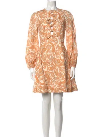 Pre-owned Zimmermann Linen Mini Dress In Neutral