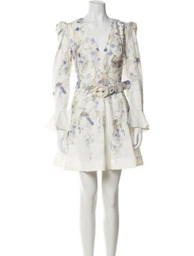 Pre-owned Zimmermann Linen Mini Dress In Neutral