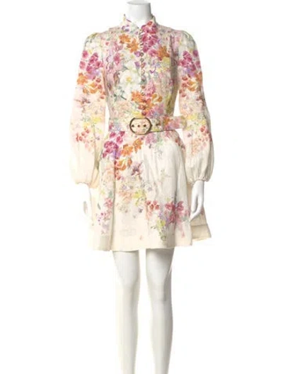 Pre-owned Zimmermann Linen Mini Dress In Neutral