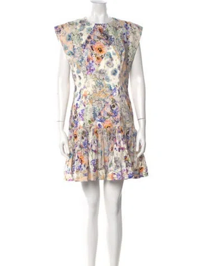 Pre-owned Zimmermann Linen Mini Dress In Neutral