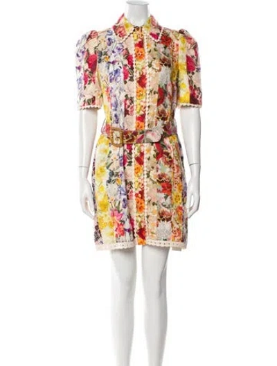 Pre-owned Zimmermann Linen Mini Dress In Neutral