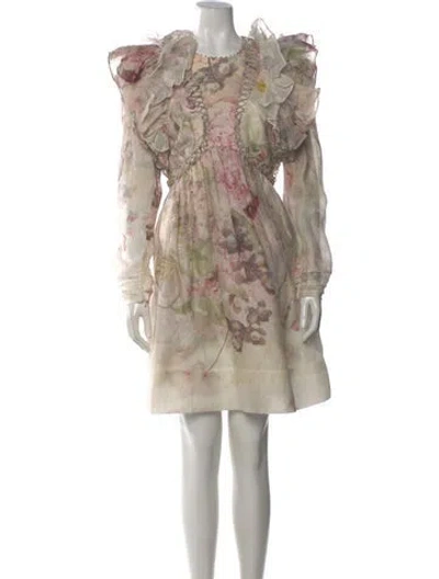 Pre-owned Zimmermann Linen Mini Dress In Neutral