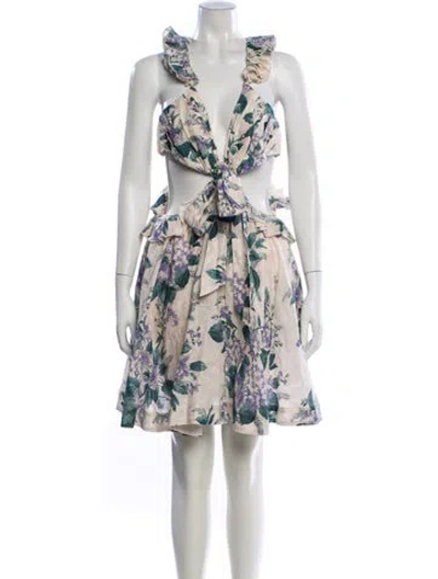 Pre-owned Zimmermann Linen Mini Dress In Neutral