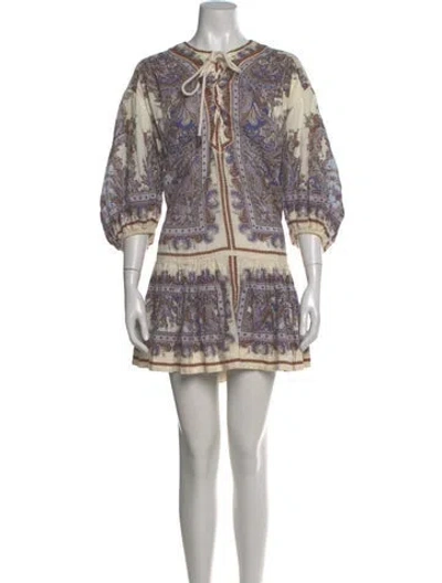 Pre-owned Zimmermann Linen Mini Dress In Neutral