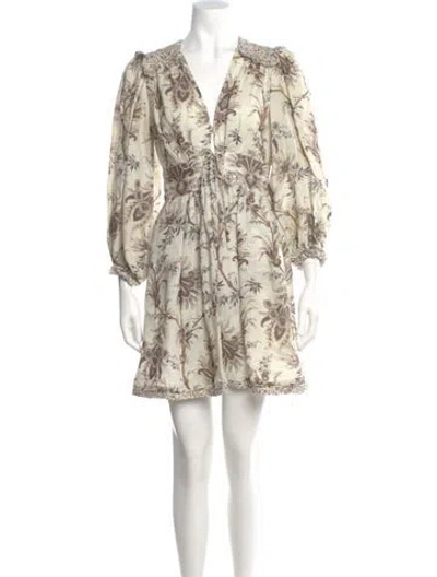 Pre-owned Zimmermann Linen Mini Dress In Neutral