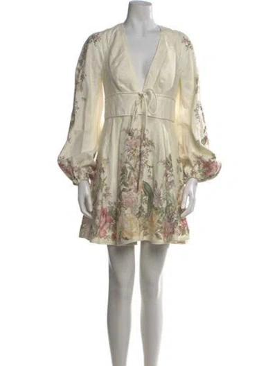 Pre-owned Zimmermann Linen Mini Dress In Neutral