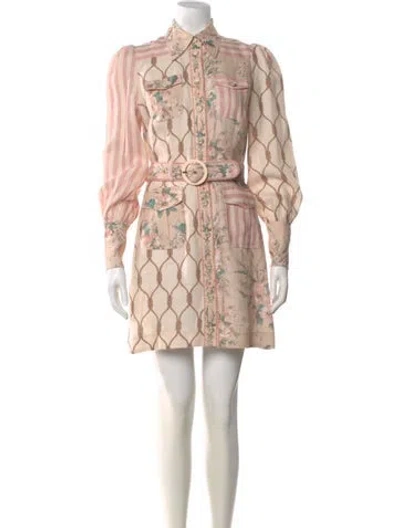 Pre-owned Zimmermann Linen Mini Dress In Neutral